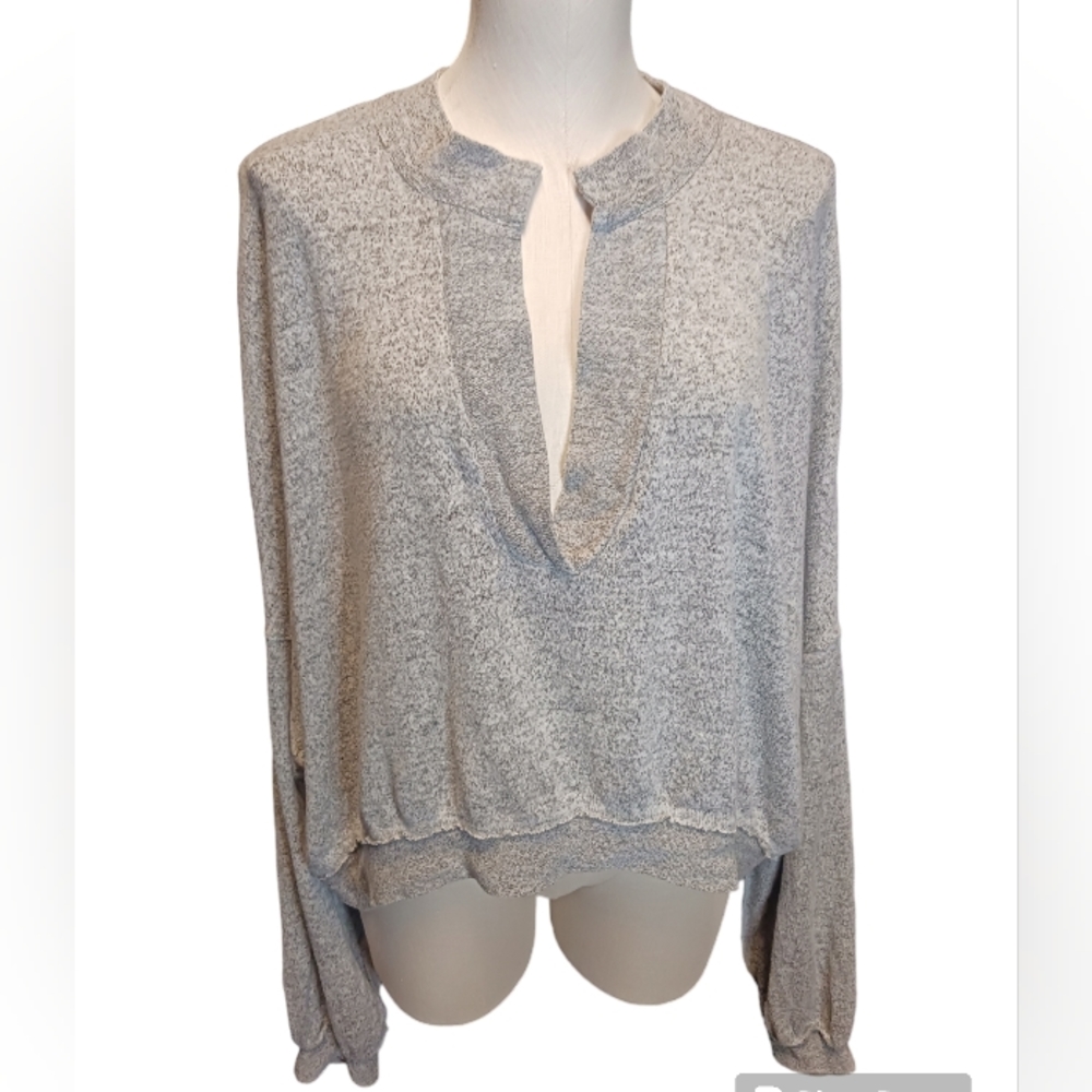 Earthbound Oversize V Neck Sweater Long Sleeve Gray Grey Size Large